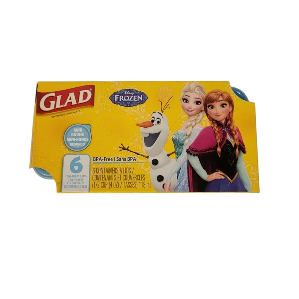 NEW Glad 4oz Disney Frozen Containers with Lids Mini Round (6 ct)